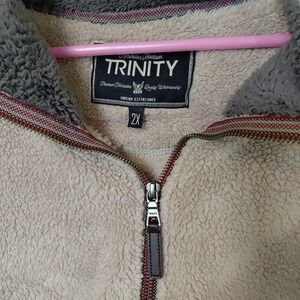 Trinity Mens Sherpa Fleece Quarter Zip Pullover Tan Size 2X